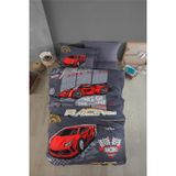 Clasy %100 Pamuk Tek Kişilik Nevresim Takımı Racing Team V1 Antrasit