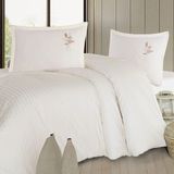 Clasy Çizgili Ranforce Nevresim Takımı Çift Kişilik Panna V2 Ekru - 200 x 220 cm