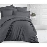 Clasy Çizgili Saten Nevresim Takımı Çift Kişilik Füme - 200 x 220 cm