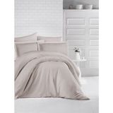 Clasy Çizgili Tek Kişilik Saten Nevresim Takımı Açık Kahve - 160 x 220 cm - Taş