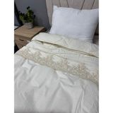 Clasy Pamuk Ranforce Çift Kişilik Yorgan Çift Taraflı Osela V2 Krem-Beyaz Düz Desenli Kapitoneli - 195 x 215 cm - Krem - Beyaz
