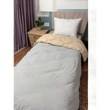 Clasy Pamuk Ranforce Tek Kişilik Çift Taraflı Yorgan Avola V3 Gri-Krem Düz Desen - 155 x 215 cm - Gri - Krem