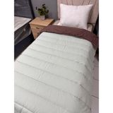 Clasy Pamuk Ranforce Tek Kişilik Çift Taraflı Yorgan Koyu Kahve-Çağla Yeşili - 155 x 215 cm - Kahve - Yeşil