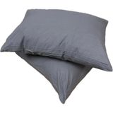 Clasy Ranforce %100 Pamuk 2 Adet Yastık Kılıfı Düz Antrasit Mavi - Antrasit - Mavi - 50 x 70