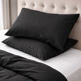Clasy Ranforce %100 Pamuk 2 Adet Yastık Kılıfı Düz Desenli Siyah - 50 x 70