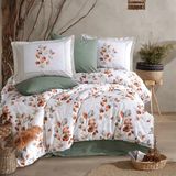 Clasy Ranforce %100 Pamuk Çift Kişilik Nevresim Takımı Ruska V1 Mint - 200 x 220 cm