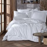 Clasy Ranforce %100 Pamuk Çift Kişilik Nevresim Takımı Velvet V1 Beyaz - 200 x 220 cm
