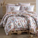 Clasy Ranforce %100 Pamuk Çift Kişilik Nevresim Takımı Zemi V1 Pudra - 240 x 260 cm