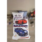 Clasy Ranforce %100 Pamuk Tek Kişilik Uyku Seti Racing Drag - Mavi