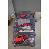 Clasy Ranforce %100 Pamuk Tek Kişilik Yatak Örtüsü Seti Racing Team - 180 x 240 cm - Mavi