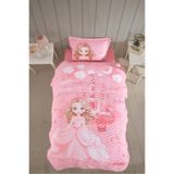 Clasy Ranforce 100% Pamuk Tek Kişilik Yatak Örtüsü Sweet Princess V1 Pudra