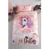 Clasy Ranforce 160x220 cm Pink Dreams Pudra Tek Kişilik Nevresim Takımı