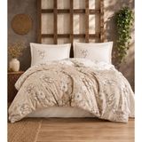 Clasy Ranforce Nevresim Takımı Çift Kişilik Roza V1 Bej - Çok Renkli - 100 x 100 cm
