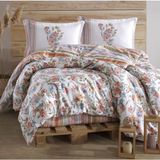Clasy Ranforce Nevresim Takımı Çift Kişilik Zemi V1 Pudra - Çok Renkli - 100 x 100 cm