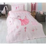 Clasy Ranforce Pamuk Tek Kişilik Yatak Örtüsü Romantıc Gırl V1 Pembe - 180 x 240 cm