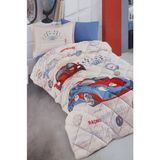 Clasy Ranforce Tek Kişilik Yorgan Garage Çocuk Yorgan - 155 x 215 cm - Bej