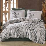 Clasy Saten Çift Kişilik Nevresim Takımı Dotta V1 Haki - 200 x 220 cm