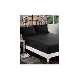 Clasy Tek Kişilik Pamuk Ranforce Lastikli Çarşaf + 1 Adet Yastık Kılıfı 100 x 200 - 100 x 200 - Siyah