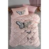 Clasy Tek Kişilik Uyku Seti %100 Pamuk 155 x 215 cm Somon Renkli Çiçek Desenli