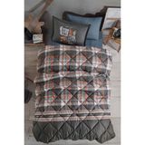 Clasy Tek Kişilik Uyku Seti %100 Pamuk Desenli 155 x 215 cm Gri Rockin Roll V1