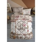 Clasy Tek Kişilik Uyku Seti Pamuk Desenli 155 x 215 cm Bej Renk Rapala Yorgan ve Yastık Kılıfı