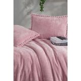 Clasy Welsoft Ponpon Detaylı Yatak Örtüsü Seti Tek Kişilik Masse Pudra - 180 x 240 cm