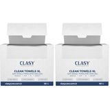 CLASYCARE Clean Towels XL – 50’li Tek Kullanımlık Yüz Havlusu | Ultra Yumuşak, Hijyenik Cilt Bakım ve Makyaj Temizleme Bezi | Hassas Ciltler İçin Dayanıklı ve Seyahat Dostu Bezler (2 paketi)