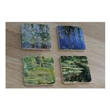 Claude Monet Eserleri Doğal Taş Bardak Altlığı 4'lü set - Natural Stone Coasters