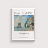 Claude Monet – The Cliffs at Etretat Tablo Çerçeveli Poster Duvar Dekorasyonu - 50 x 70 - Beyaz Çerçeveli