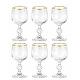 Claudia Bohemia Kristal Kadeh Seti, 6'lı, Altın Yaldız Detaylı, 150 ml