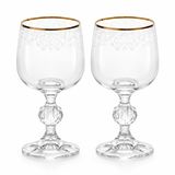 Claudia Kristal Su Bardağı, 150 ml, Altın Yaldız Detaylı, 2'li Set