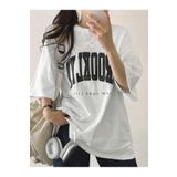 CLAYES Brooklyn Letter Süprem T-Shirt - Beyaz Baskılı Oversize Bisiklet Yaka Tişört