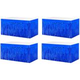 Clayghsen 4'lü Paket 69 x 250 cm Metalik Folyo Saçaklı Tinsel Masa Etekleri Dikdörtgen Masalar için Flama Perdeleri Arka Plan Cadılar Bayramı, Doğum Günü, Geçit Töreni, Noel Partisi Malzemeleri (Mavi)
