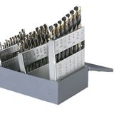 Cle-Line C18125 Stil 1878 Yüksek Hızlı Çelik 135° Ağır İş Tipi Jobber Uzunluğu Matkap Seti, Siyah ve Altın Kaplama, 1/16 inç - 1/2 inç Boyut, 29 Parça