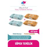 Clean & Cool Serisi Yüzey Temizleme Havlusu Orkide Dokunuşu 2x100, Portakal Çiçeği Işıltısı 2x100 (TOPLAM 400 YAPRAK)