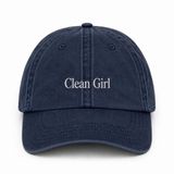 Clean Girl Beyaz Nakışlı Şapka, Temiz Kız Vintage Yıkamalı Basball Şapkası (Clean Girl Embroidered Hat)