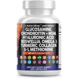 Clean Nutraceuticals Glucosamine Chondroitin Msm 1500MG 120 Capsul Turmeric Curcumin, Collagen, Hyaluronic Acid, Omega 3 – Joint Health For Men Women Joint Complex. - Aromasız