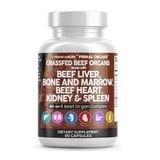 Clean Nutraceuticals Grass Fed Beef Liver Complex 90 Capsules.Abd Menşei (Renksiz)