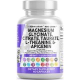 Clean Nutraceuticals Magnesium Glycinate Complex 60 Capsul 1000MG With L-Theanine 200MG Apigenin 50MG Citrate Taurate-5-Htp Ga.ba Passion Flower Lemon Balm L-Glycine Phosphatidylserine.. - Aromasız