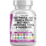 Clean Nutraceuticals Milk Thistle Nac Chanca Piedra Beet Root Artichoke Dandelion Root - Liver Cleanse Detox Repair Plus Tudca Choline Ginger 60 Capsul. - Aromasız