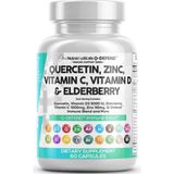 Clean Nutraceuticals Quercetin Zinc 60 Capsul Vitamin C Vitamin D Bromelain Elderberry - Lung Immune Support Artemisinin, Sea Moss, Echinacea, Allergy Relief - Aromasız