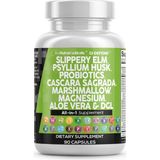 Clean Nutraceuticals Slippery Elm Psyllium Husk Pre Probiotic Digestive Gut Health Supplement Aloe Vera 90 Capsules - Aromasız