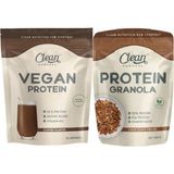 Clean Powders Vegan Protein 600 Gr - Kahve - Protein Granola 300 Gr - Çikolata Parçacıklı 2'li Set