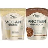 Clean Powders Vegan Protein 600 Gr - Vanilya - Protein Granola ^300 Gr - Çikolata Parçacıklı 2'li Set