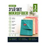 clean she Tea Towel Sihirli Mikrofiber Cam Bezi 3'lü Set 40x60 cm | Yeni Renkler | Yumuşak Kumaş