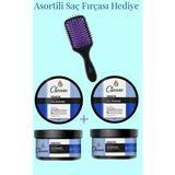 Cleana Besleyici Saç Maskesi 250X2 ml & Asortili Saç Fırçası Hediye - KERATİN (YIPRANMA KARŞITI NEMLENDİRİCİ)