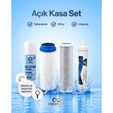 Cleanara Açık Kasa 4 Aşamalı Inline Su Arıtma Filtre Seti – 10” Standart Uyumlu