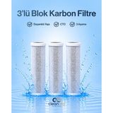 Cleanara Cto Blok Karbon Filtre – Spun Filtre Kartuş - 3 Adet