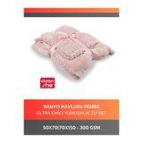 Cleanshe Mucize Ultra Emici Mikrofiber Banyo Havlu Seti Pembe Meşhur Pompik Bez Kumaşı