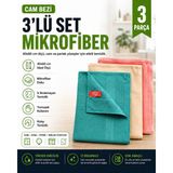 Cleanshe Tea Towel Sihirli Mikrofiber Cam Bezi 3'lü Set 40X60 cm | Yeni Renkler | Yumuşak Kumaş